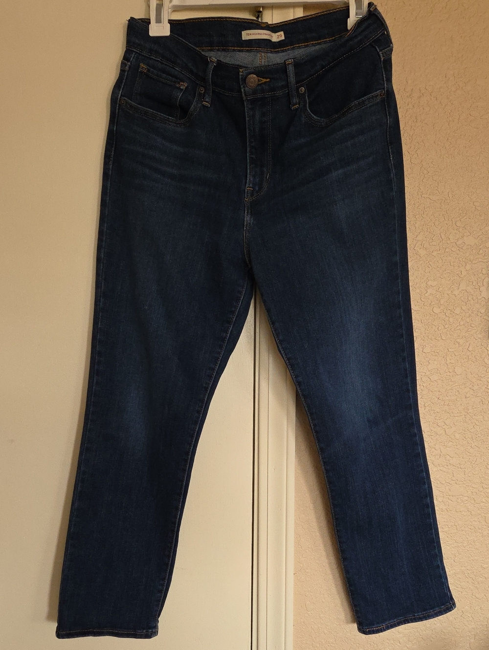 Levi Strauss 724 High Rise Straight Crop Jeans - Dark Indigo | Womens 29